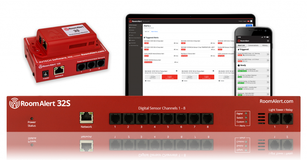 Room Alert monitors, sensors, and software help monitor heat index